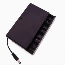8 AA Battery Holder, with Cover ON-Off Switch and DC5.5-2.1 Male Plug Cable.