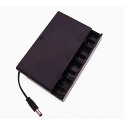 8 AA Battery Holder, with Cover ON-Off Switch and DC5.5-2.1 Male Plug Cable.