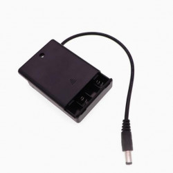 4 AAA Battery Holder, with Cover ON-Off Switch and DC5.5-2.1 Male Plug Cable.