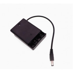 4 AAA Battery Holder, with Cover ON-Off Switch and DC5.5-2.1 Male Plug Cable.