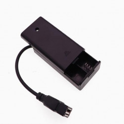 2 AA Battery Holder, with Cover and On/Off Switch, with USB Female Plug Cable.
