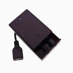 3 AA Battery Holder, with Cover ON-Off Switch and USB Female Plug Cable.