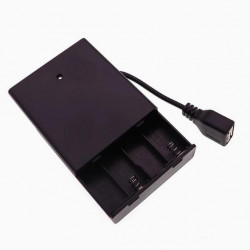 4 AA Battery Holder, with Cover ON-Off Switch and USB Female Plug Cable.