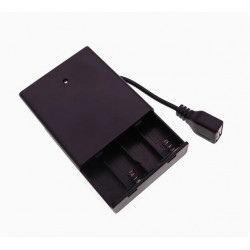 4 AA Battery Holder, with Cover ON-Off Switch and USB Female Plug Cable.