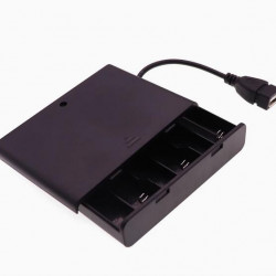 6 AA Battery Holder, with Cover ON-Off Switch and USB Female Plug Cable.