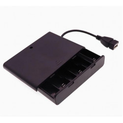 6 AA Battery Holder, with Cover ON-Off Switch and USB Female Plug Cable.