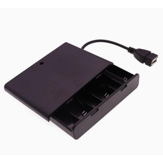 6 AA Battery Holder, with Cover ON-Off Switch and USB Female Plug Cable. 6 AA Battery Holder, with Cover ON-Off Switch and USB Female Plug Cable.