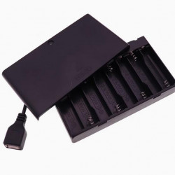8 AA Battery Holder, with Cover ON-Off Switch and USB Female Plug Cable.