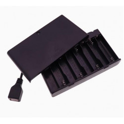 8 AA Battery Holder, with Cover ON-Off Switch and USB Female Plug Cable.