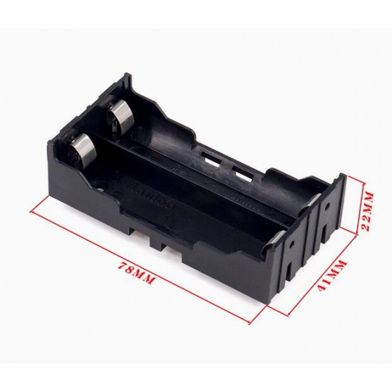 2 - 18650 Battery Holder Direct-Plug Type (Series / Parallel), with Solder Pins. 2 - 18650 Battery Holder Direct-Plug Type (Series / Parallel), with Solder Pins.