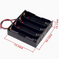 4 - 18650 Battery Holder Parallel Connection, with Cable without Connector.