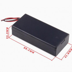 2 - 18650 Battery Holder Series Connection, with Cover ON-Off Switch and Cable without Connector.