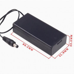 2 - 18650 Battery Holder Series Connection, with Cover and On/Off Switch, with DC5.5-2.1 Male Plug Cable.