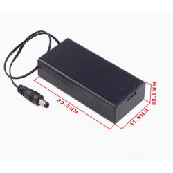 2 - 18650 Battery Holder Series Connection, with Cover and On/Off Switch, with DC5.5-2.1 Male Plug Cable.
