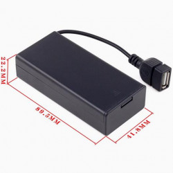 2 - 18650 Battery Holder Series Connection, with Cover and On/Off Switch, with USB Female Plug Cable.