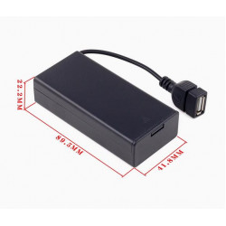 2 - 18650 Battery Holder Series Connection, with Cover and On/Off Switch, with USB Female Plug Cable.