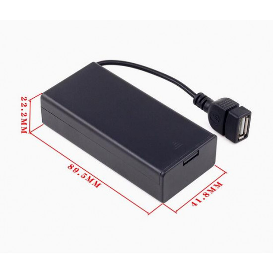 2 - 18650 Battery Holder Series Connection, with Cover and On/Off Switch, with USB Female Plug Cable. 2 - 18650 Battery Holder Series Connection, with Cover and On/Off Switch, with USB Female Plug Cable.