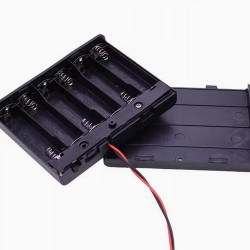 6 AA Battery Holder, with Cover ON-Off Switch and DC5521 Male Plug Cable.