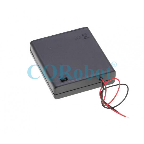4 AA Battery Holder, with Cover ON-Off Switch and Cable without Connector. 4 AA Battery Holder, with Cover ON-Off Switch and Cable without Connector.
