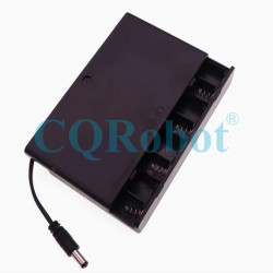 8 AA Battery Holder, with Cover ON-Off Switch and DC5.5-2.1 Male Plug Cable.