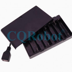 8 AA Battery Holder, with Cover ON-Off Switch and USB Female Plug Cable.