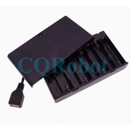 8 AA Battery Holder, with Cover ON-Off Switch and USB Female Plug Cable. 8 AA Battery Holder, with Cover ON-Off Switch and USB Female Plug Cable.