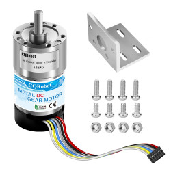 10:1 Metal DC Geared-Down Motor 37Dx65L mm 24V, with 64 CPR Encoder and Mounting Bracket. 
