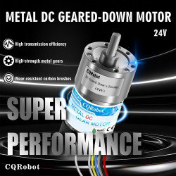  Ocean: 168.8:1 Metal DC Geared-Down Motor 37Dx65L mm 24V, with 64 CPR Encoder and Mounting Bracket. 