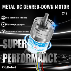 10:1 Metal DC Geared-Down Motor 37Dx65L mm 24V, with 64 CPR Encoder and Mounting Bracket. 