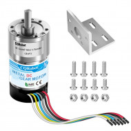 150:1 Metal DC Geared-Down Motor 37Dx65L mm 24V, with 64 CPR Encoder and Mounting Bracket. 