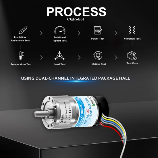 6.25:1 Metal DC Geared-Down Motor 37Dx65L mm 6V or 12V, with 64 CPR Encoder and Mounting Bracket. 6.25:1 Metal DC Geared-Down Motor 37Dx65L mm 6V or 12V, with 64 CPR Encoder and Mounting Bracket.