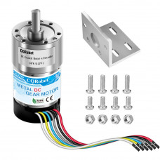 131.3:1 Metal DC Geared-Down Motor 37Dx65L mm 6V  or 12V, with 64 CPR Encoder and Mounting Bracket. 