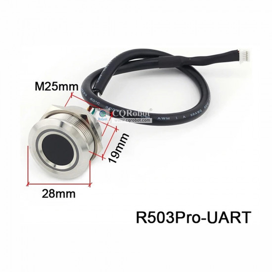 Round-Stainless Steel Threaded Capacitive Fingerprint Sensor (with LED)
