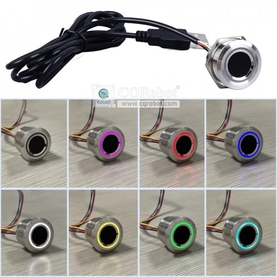 Round-Stainless Steel Threaded Capacitive Fingerprint Sensor (with LED)