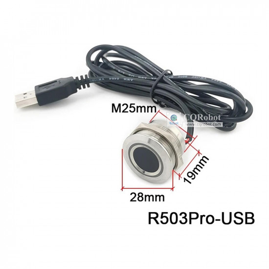 Round-Stainless Steel Threaded Capacitive Fingerprint Sensor (with LED)