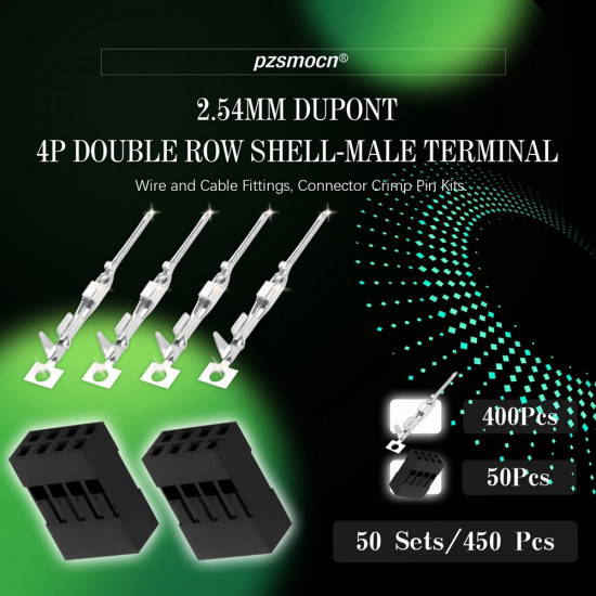 2.54 mm DuPont Double Row 4-Pin Male Connector Kit 2.54 mm DuPont Double Row 4-Pin Male Connector Kit