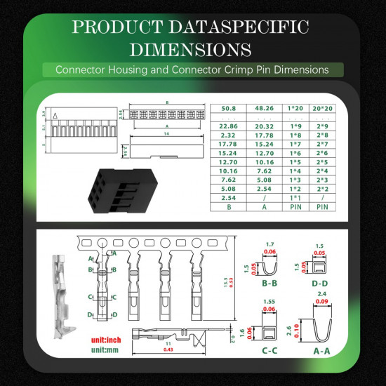 2.54 mm DuPont Double Row 4-Pin Female Connector Kit 2.54 mm DuPont Double Row 4-Pin Female Connector Kit