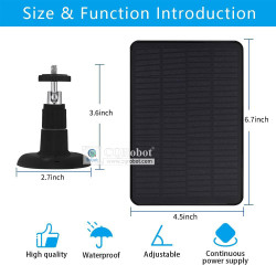 Solar Panel (4W 5V) with 3M DC3.5*1.35 Charging Cable, Black