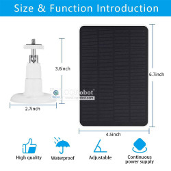 Solar Panel (4W 5V) with 3M DC3.5*1.35 Charging Cable, White