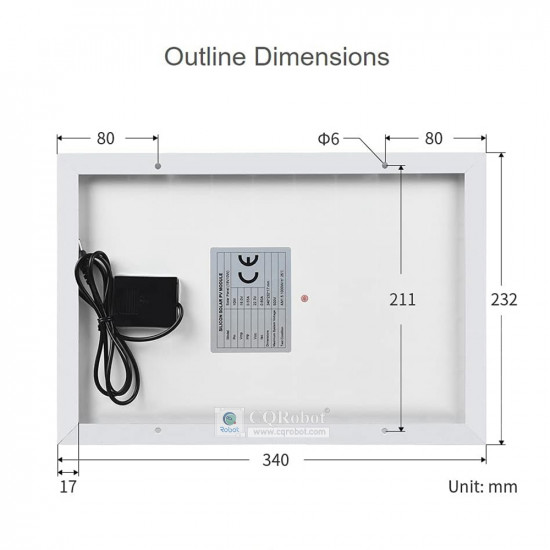 Solar Panel (18V 10W), with DC3.5-1.35 Plug