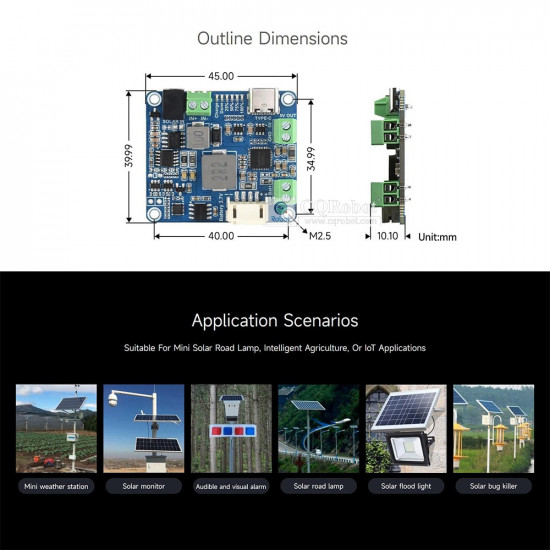 Solar Power Manager Module, Supports 6V-24V Solar Panel and Type-C Power Adapter, with Battery Holder Solar Power Manager Module, Supports 6V-24V Solar Panel and Type-C Power Adapter, with Battery Holder