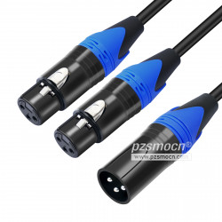 3 Pin Silver Plated Canon One Male And Two Female XLR Microphone Audio Cable 0.5M