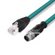 M12 to RJ45 Ethernet Cable D-Type 4-Pin 2M