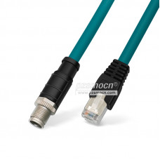 M12 to RJ45 Ethernet Cable X Type 8-Core 1M