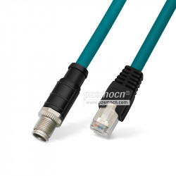M12 to RJ45 Ethernet Cable X Type 8-Core 1M