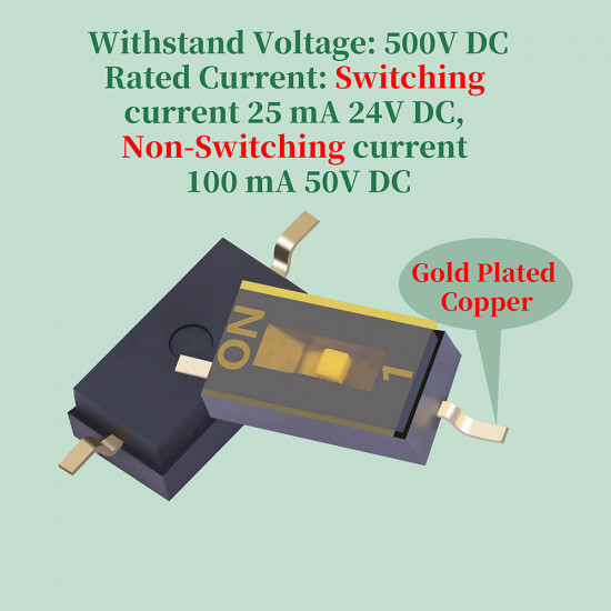 1.27 mm Pitch 1 Position / 2 Pin Dual Row SMT Patch DIP Switch