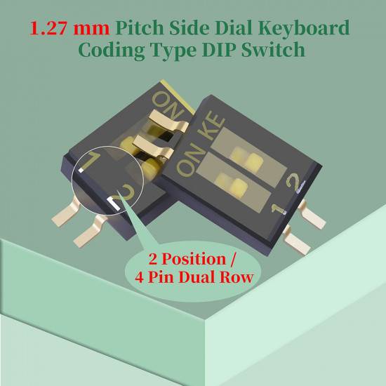 1.27 mm Pitch 2 Position / 4 Pin Dual Row SMT Patch DIP Switch 1.27 mm Pitch 2 Position / 4 Pin Dual Row SMT Patch DIP Switch