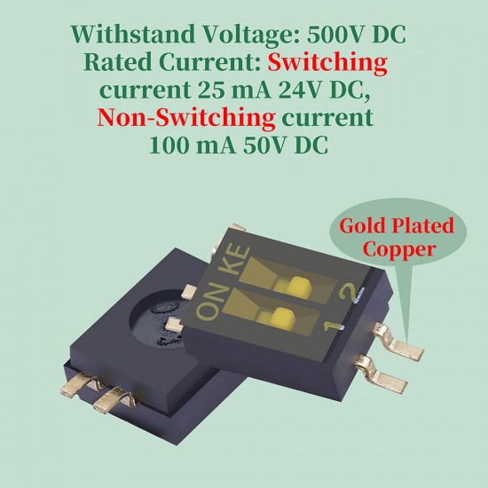 1.27 mm Pitch 2 Position / 4 Pin Dual Row SMT Patch DIP Switch 1.27 mm Pitch 2 Position / 4 Pin Dual Row SMT Patch DIP Switch