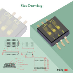 1.27 mm Pitch 3 Position / 6 Pin Dual Row SMT Patch DIP Switch