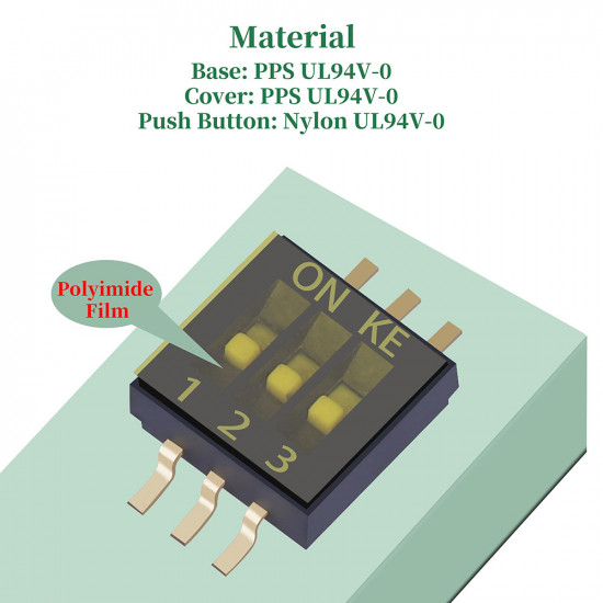 1.27 mm Pitch 3 Position / 6 Pin Dual Row SMT Patch DIP Switch